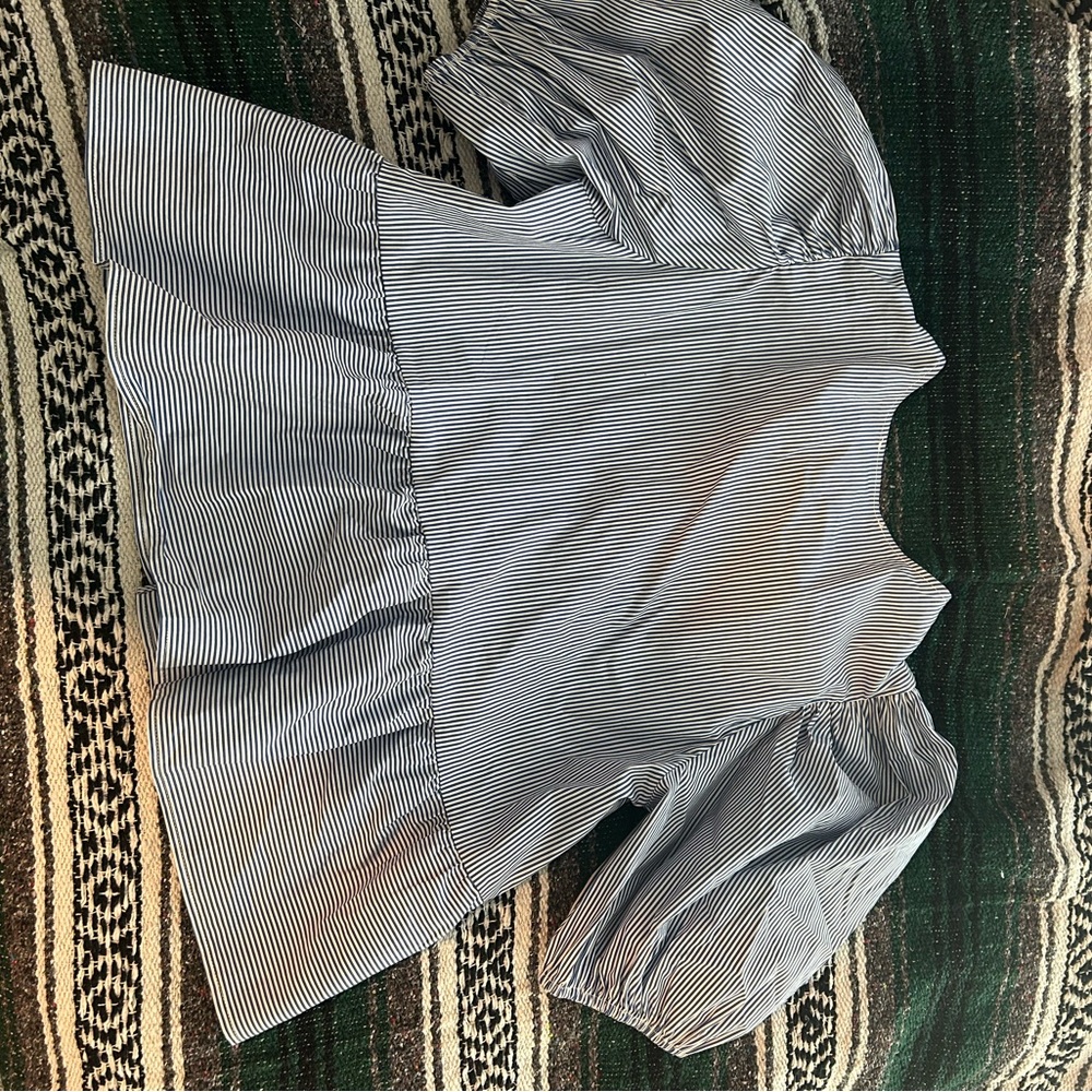 1. State Sky Blue Smocked Blouse - Picture 3 of 4